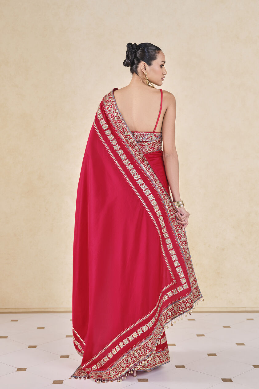 Ilham Gota Patti Silk Saree - Red, Red, image 2
